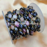 Natural Multi Tourmaline Wire Wrapped Beaded Chain, 7.5x9-11.5-14mm Beads Chain – SELLING BY FOOT